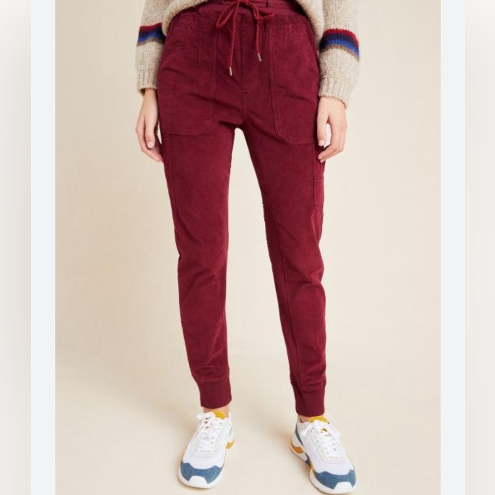 Anthropologie Women's Burgundy Corduroy Leigh Cargo Jogger‎ Pants Size Small